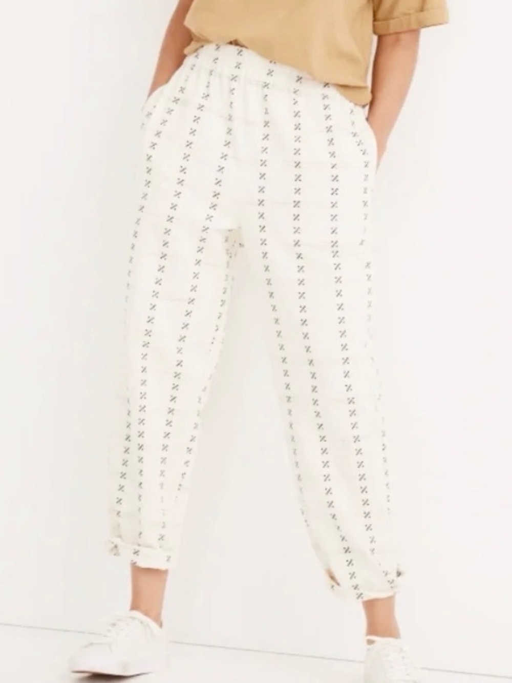 madewell jacquard tapered huston cropped pants size small